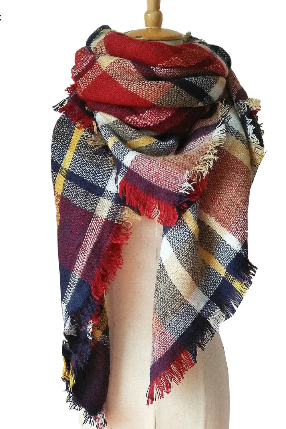 Winter Plaid Scarf - Imitation Cashmere for a Luxurious Feel