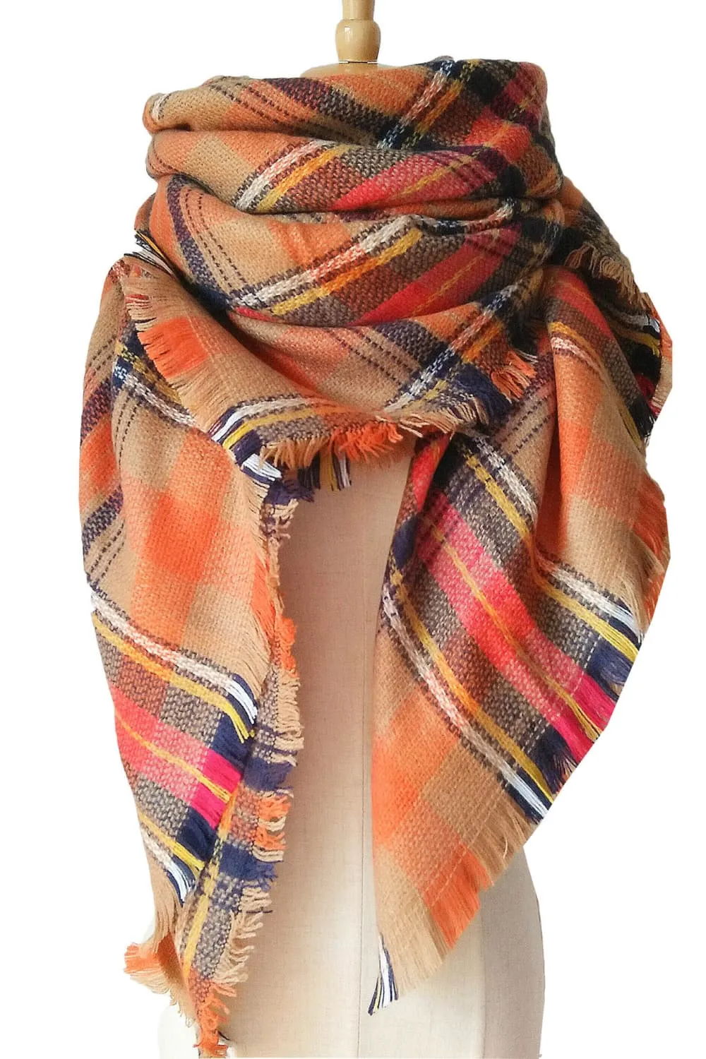 Winter Plaid Scarf - Imitation Cashmere for a Luxurious Feel