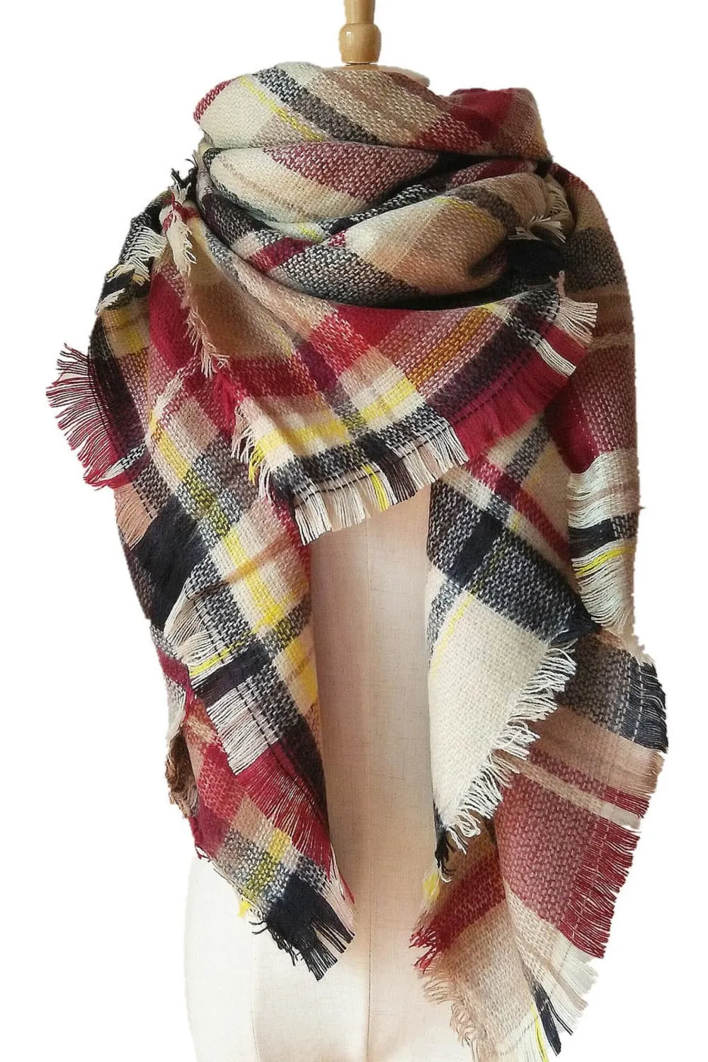 Winter Plaid Scarf - Imitation Cashmere for a Luxurious Feel