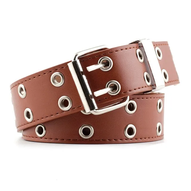 Women Punk Chain Fashion Belt Adjustable Double/Single Row Hole Eyelet Waistband with Eyelet Chain Decorative Belts 2020 New