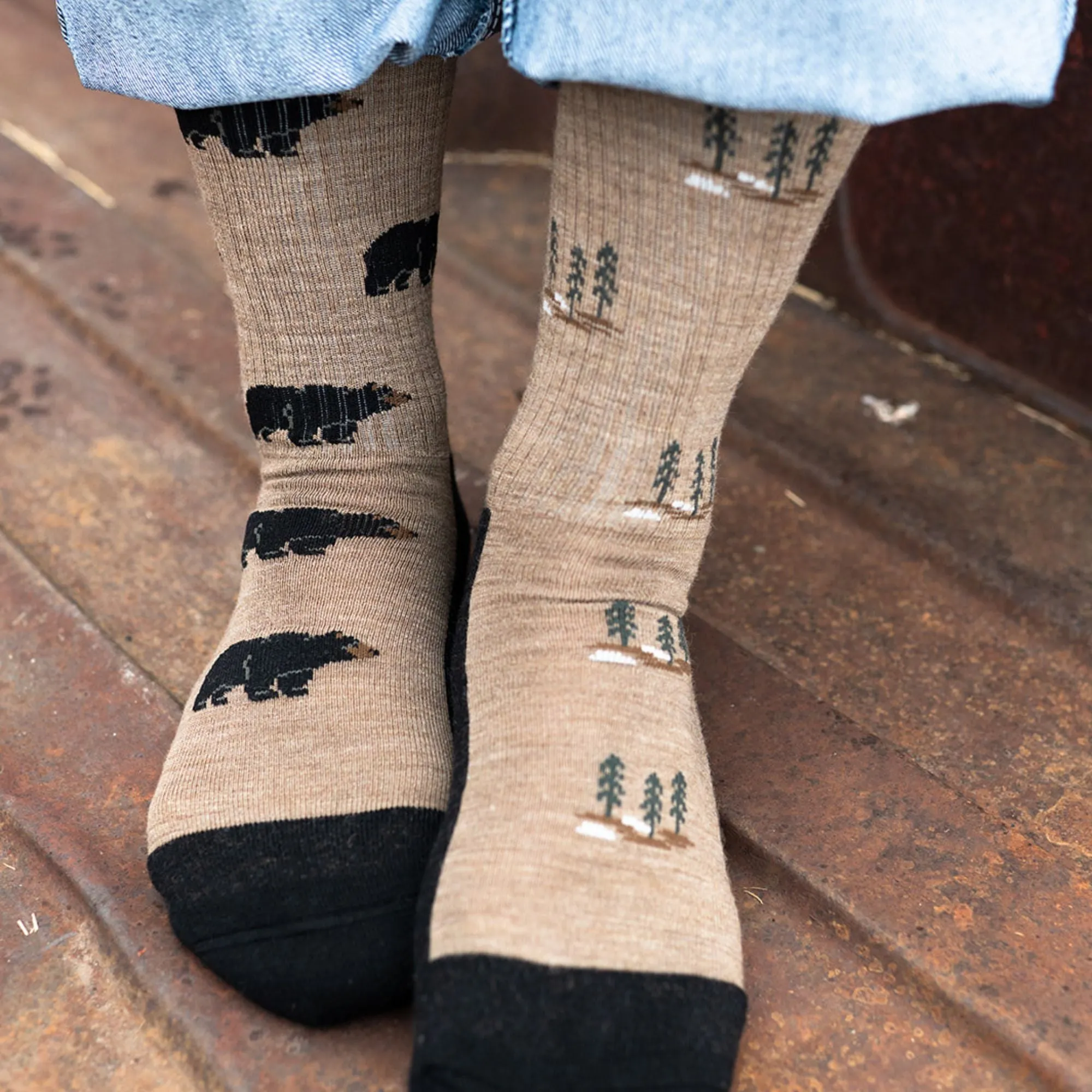 Women's Bear and Tree Merino Wool Socks